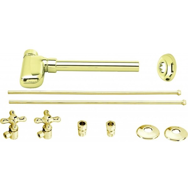 Westbrass European Pedestal Lavatory Kit - Cross Handles in Polished Brass D1938L-01 - main